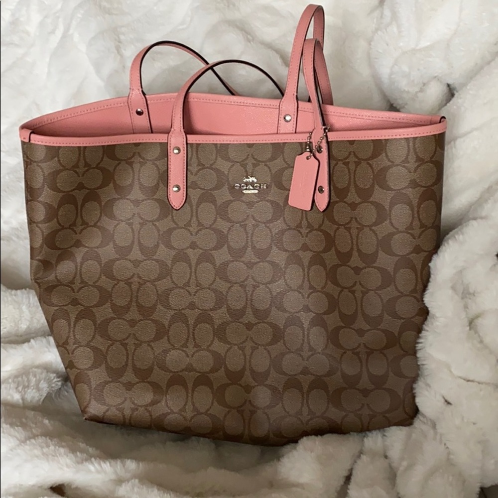 Genuine reversible Coach pink/classic tote